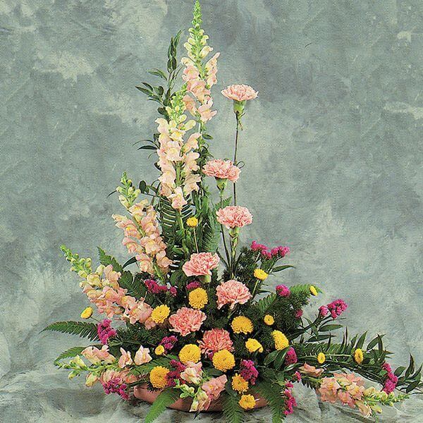 Pink and Yellow Sympathy Arrangement