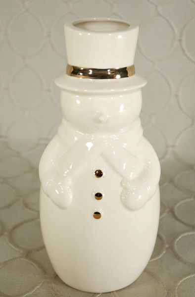 White Stoneware Snowman Vase #GI1617