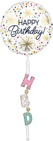 Airwalker Confetti Sprinkle Happy Birthday Balloon #165