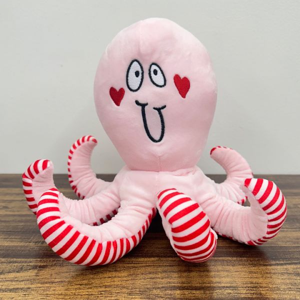 Pink Octopus with Red Heart Cheeks  #PA263